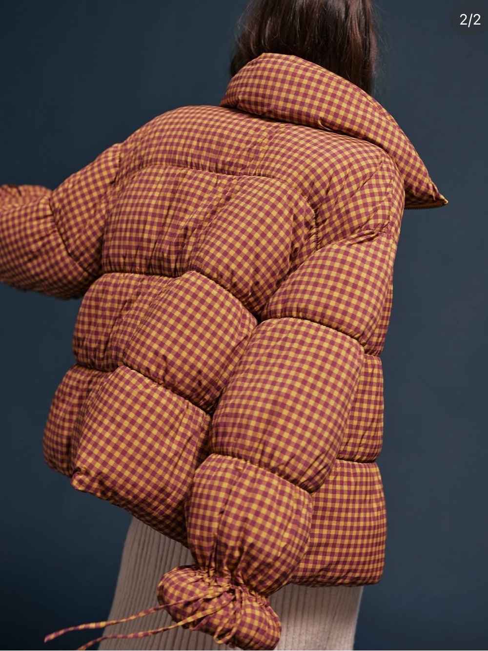 Free People Checkered Plaid Light Weight Down Puffer Jacket, Size Small, NWT - Picture 2 of 2